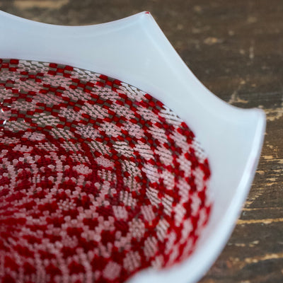 Octagon Red and White Murrini Bowl #F2