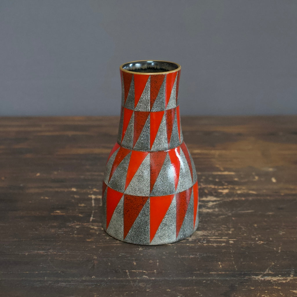 Geometric Red Vase #253