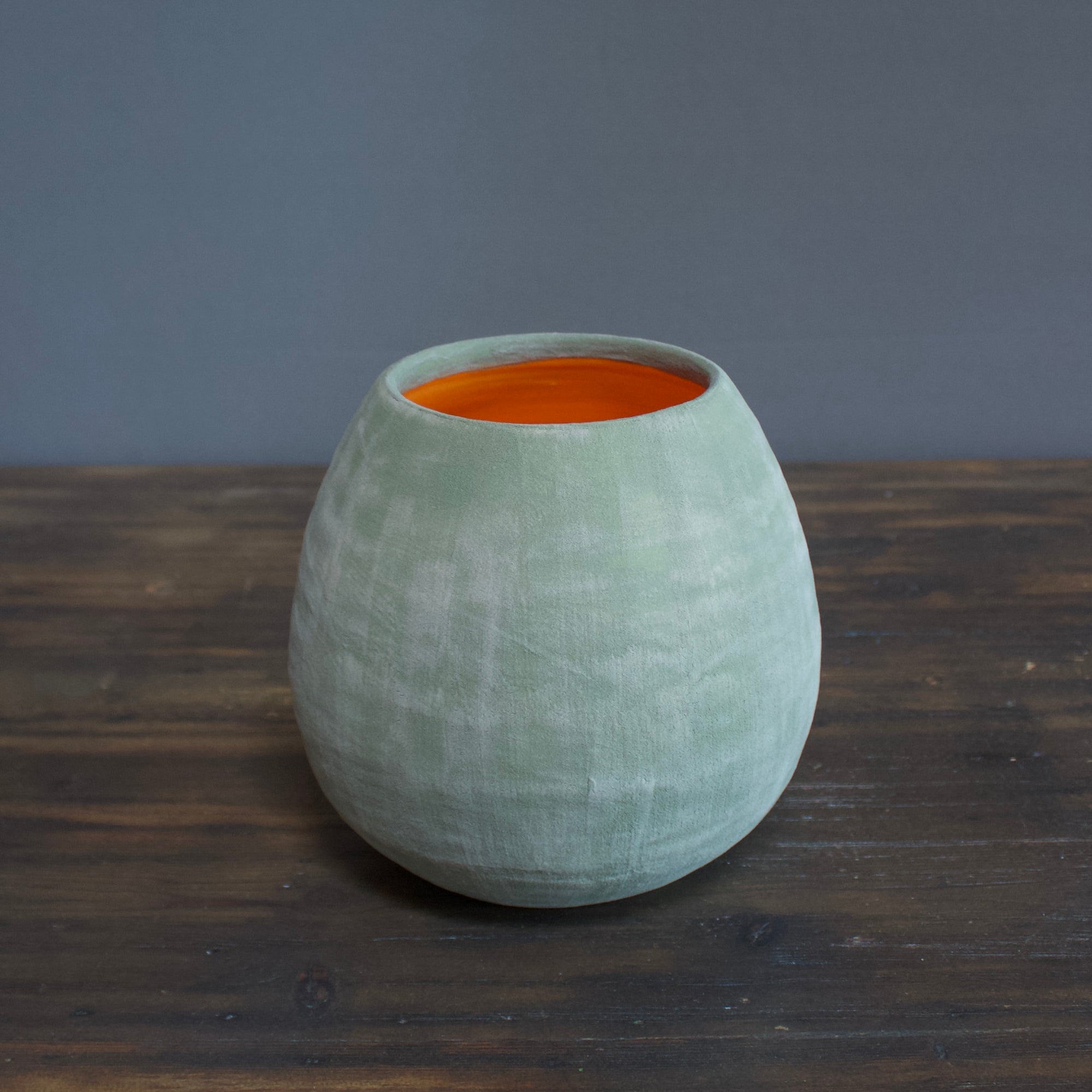 Olive / Orange Dino Flower Vase #JT314