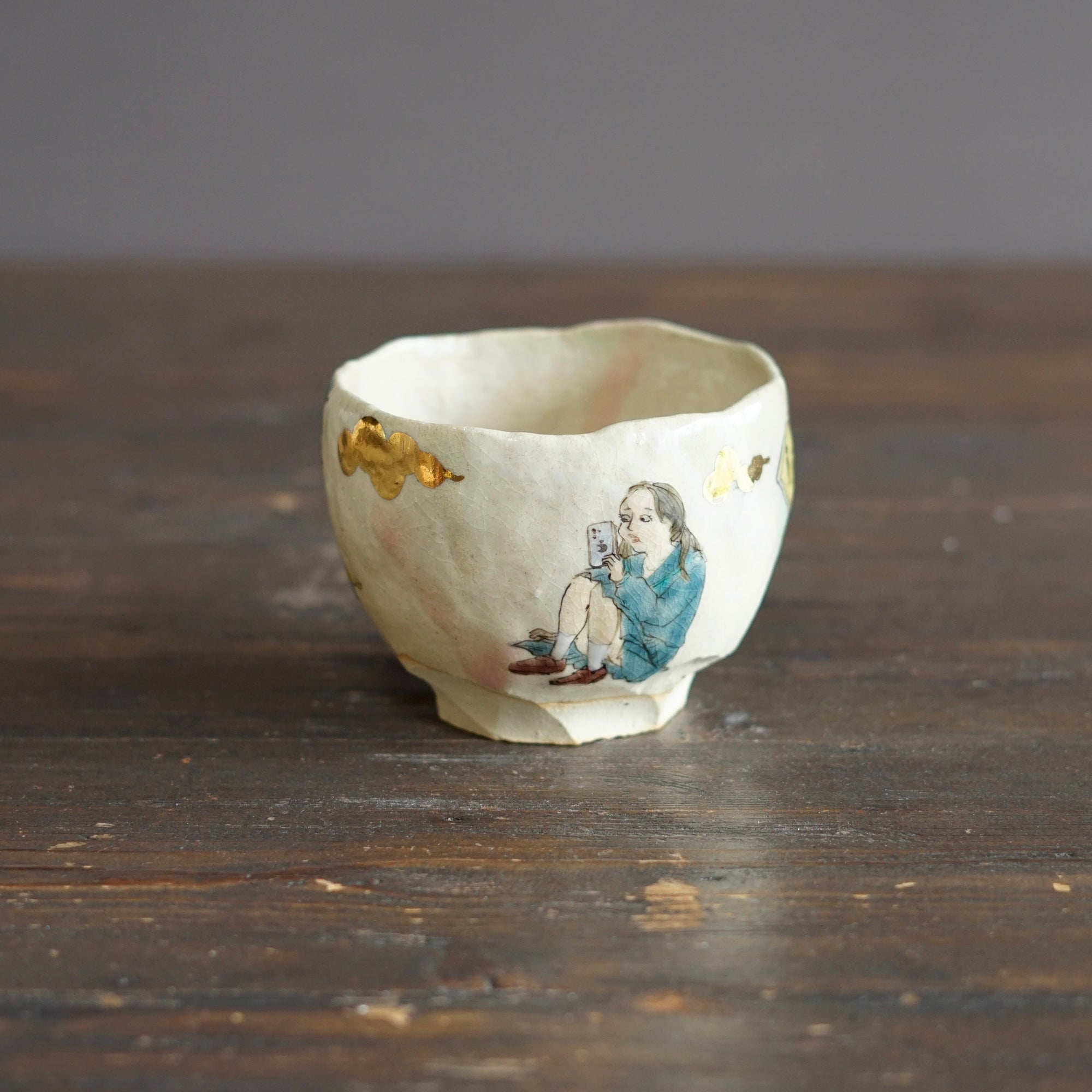Cycling Schoolgirl Tea Ceremony Bowl #MA147