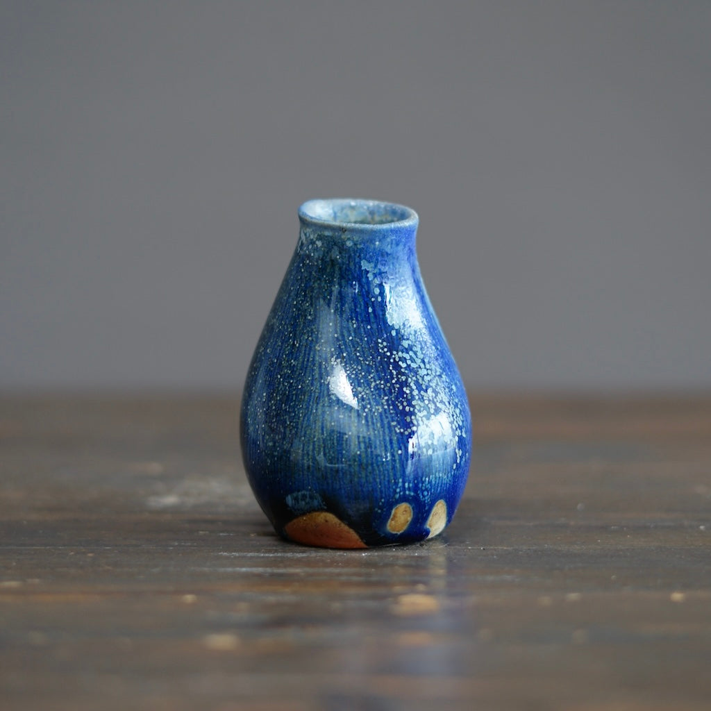 Blue TENMOKU Flower Vase #KY215A