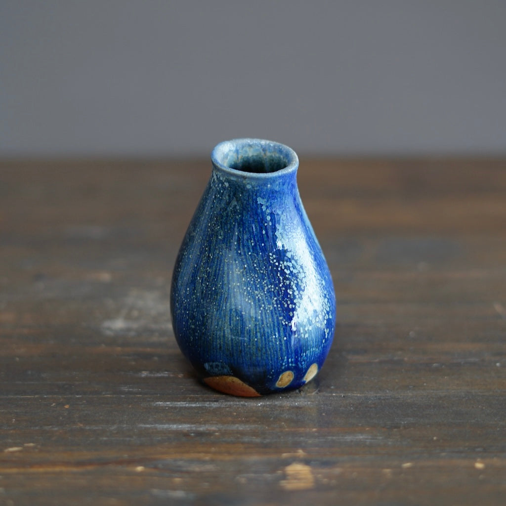 Blue TENMOKU Flower Vase #KY215A