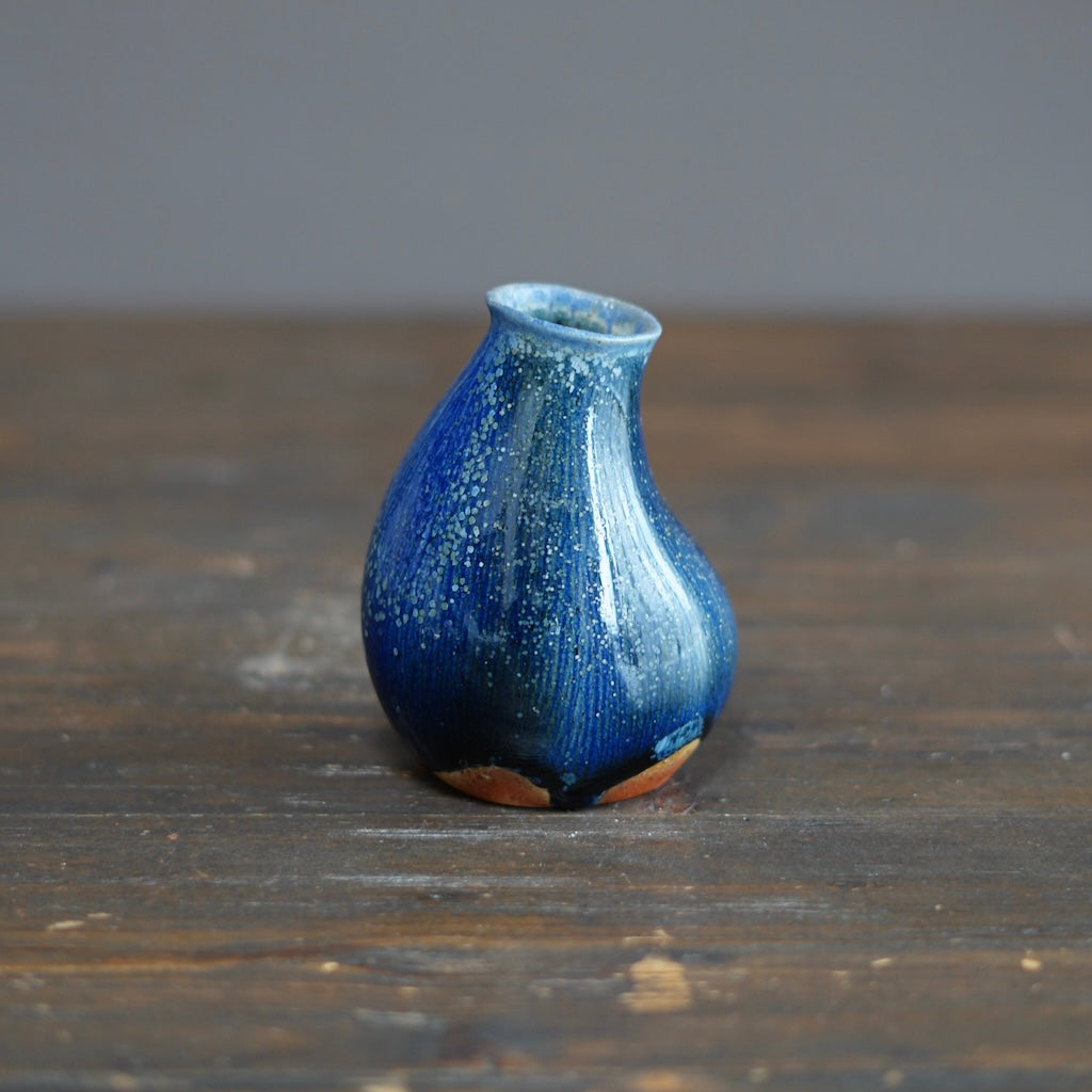 Blue TENMOKU Flower Vase #KY215A