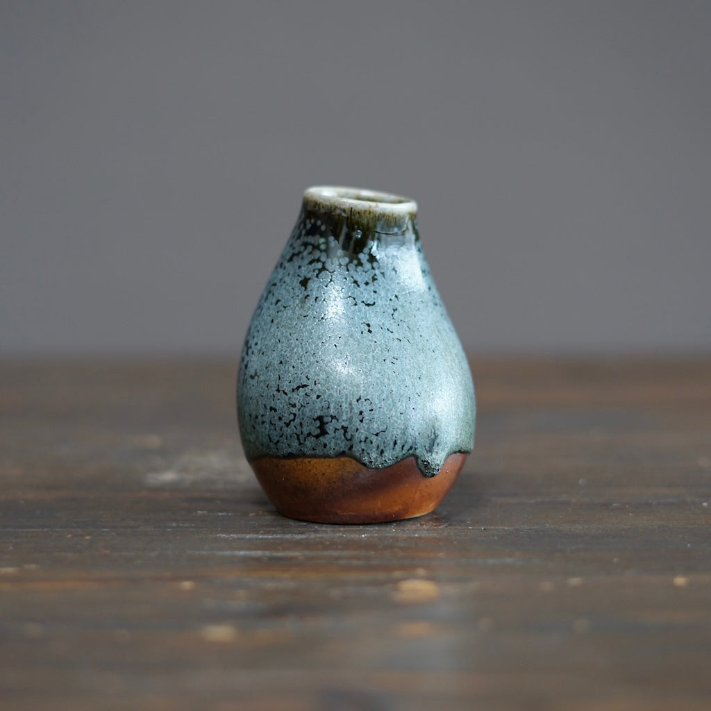 Blue TENMOKU Flower Vase #KY215B
