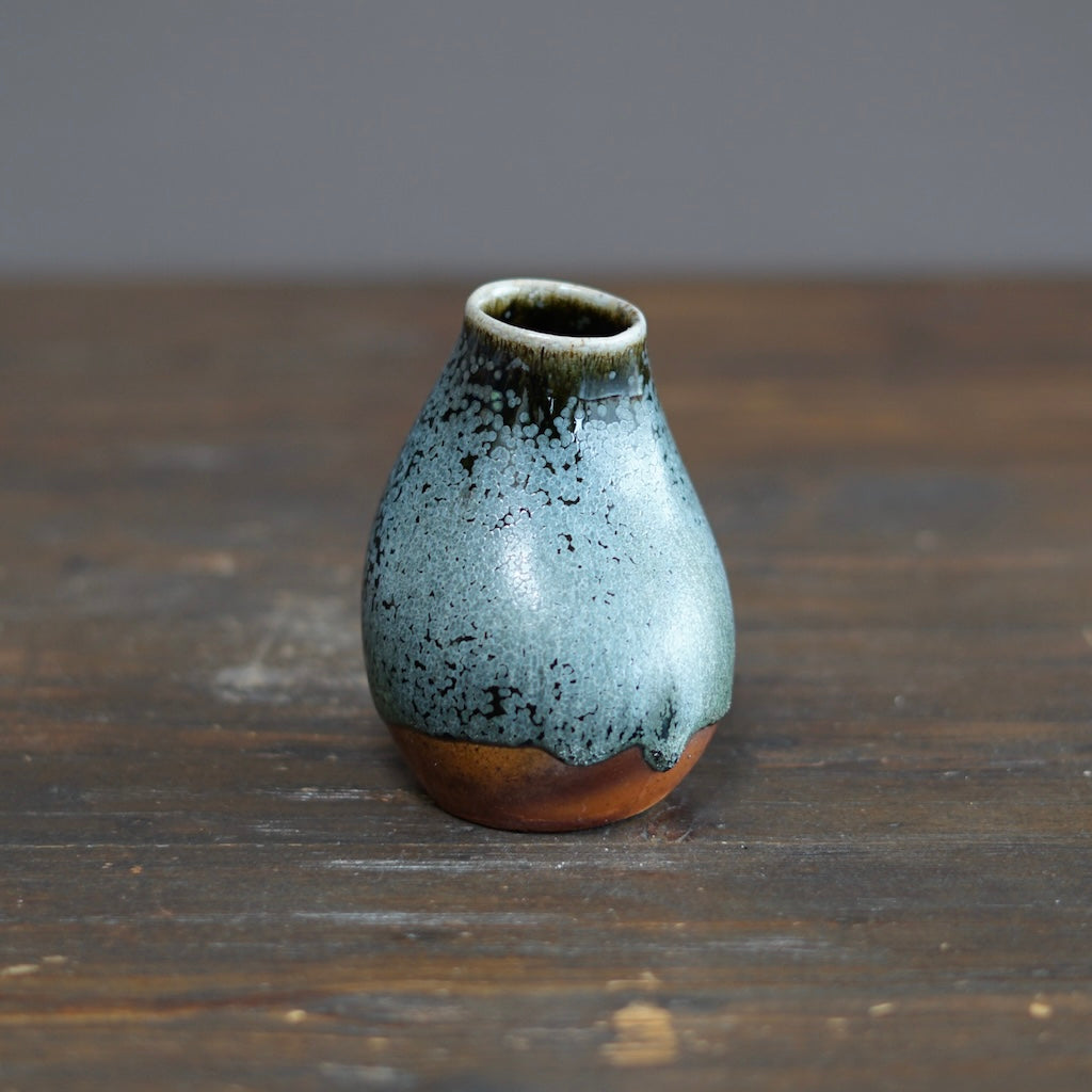 Blue TENMOKU Flower Vase #KY215B