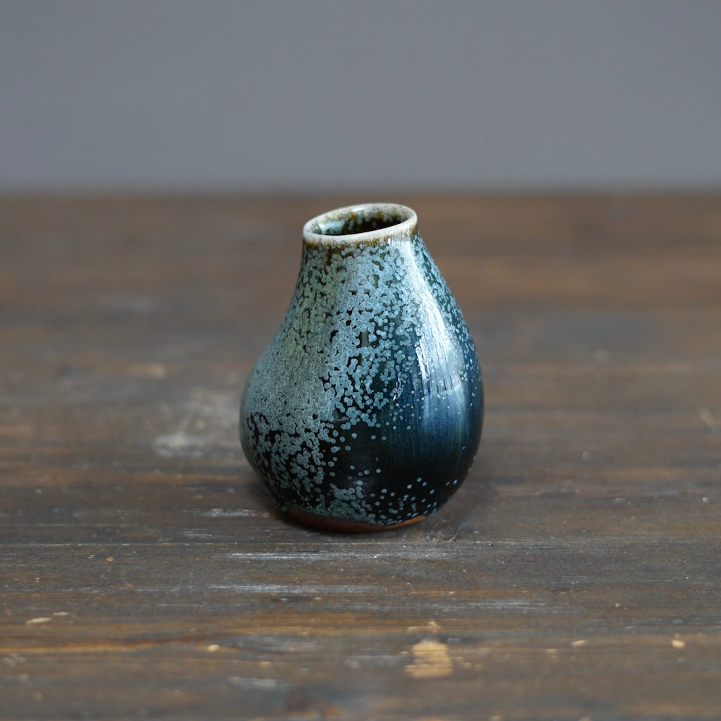 Blue TENMOKU Flower Vase #KY215B