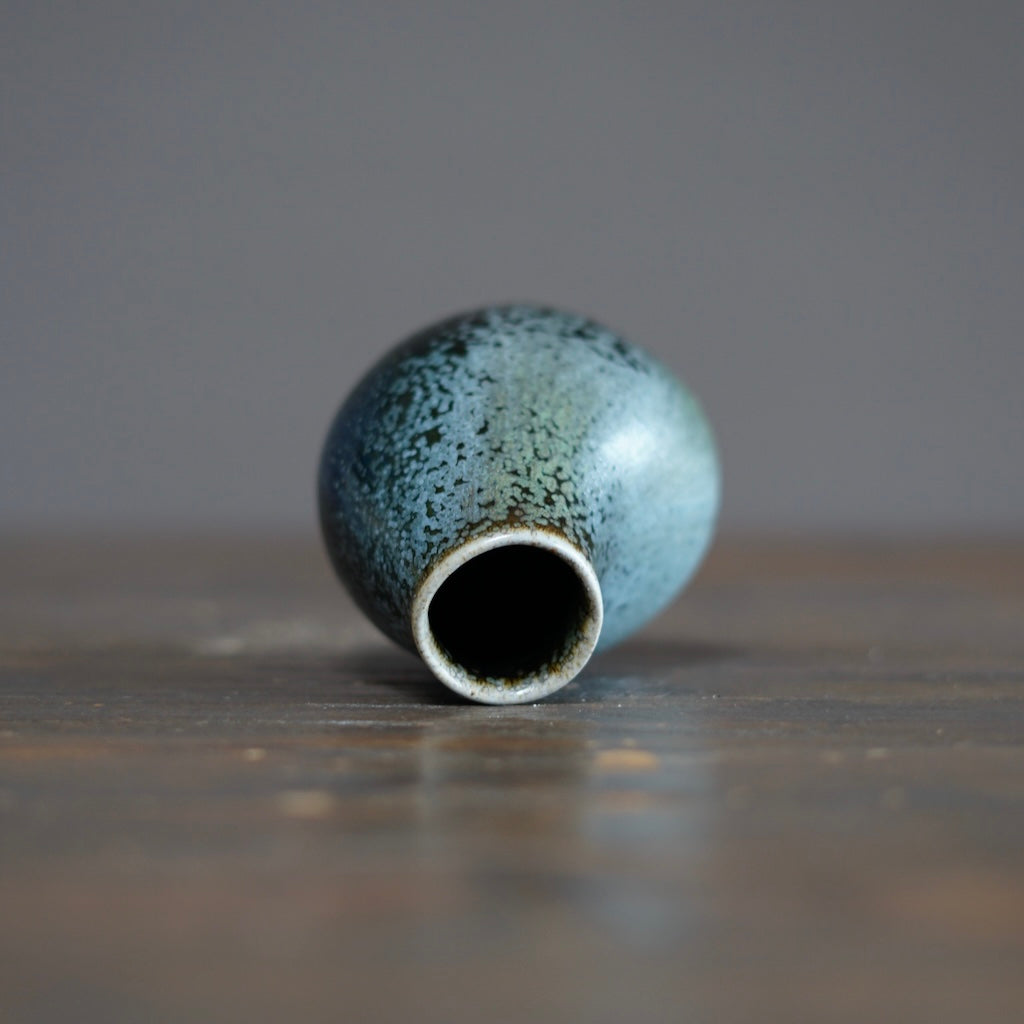 Blue TENMOKU Flower Vase #KY215B