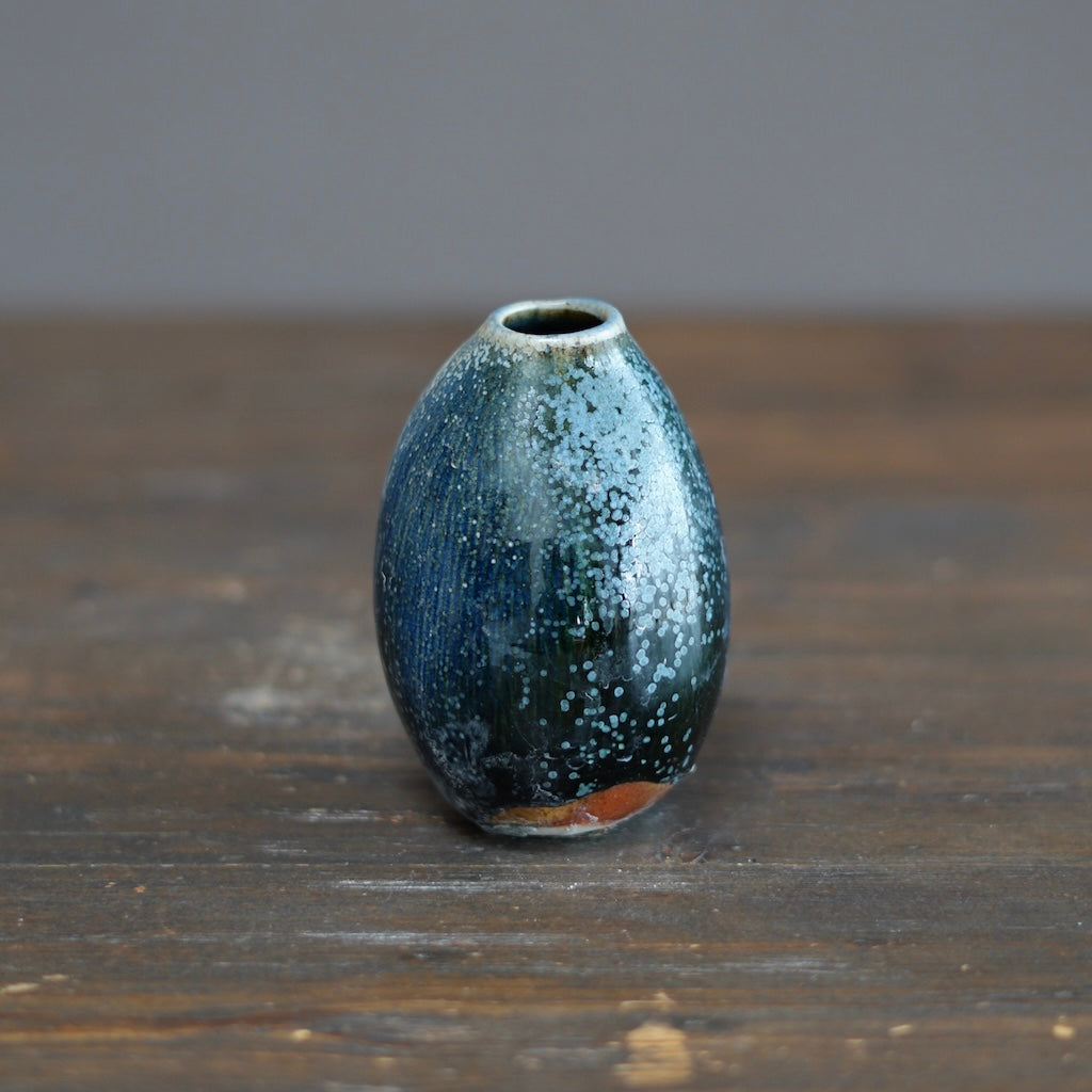 Blue TENMOKU Flower Vase #KY211A