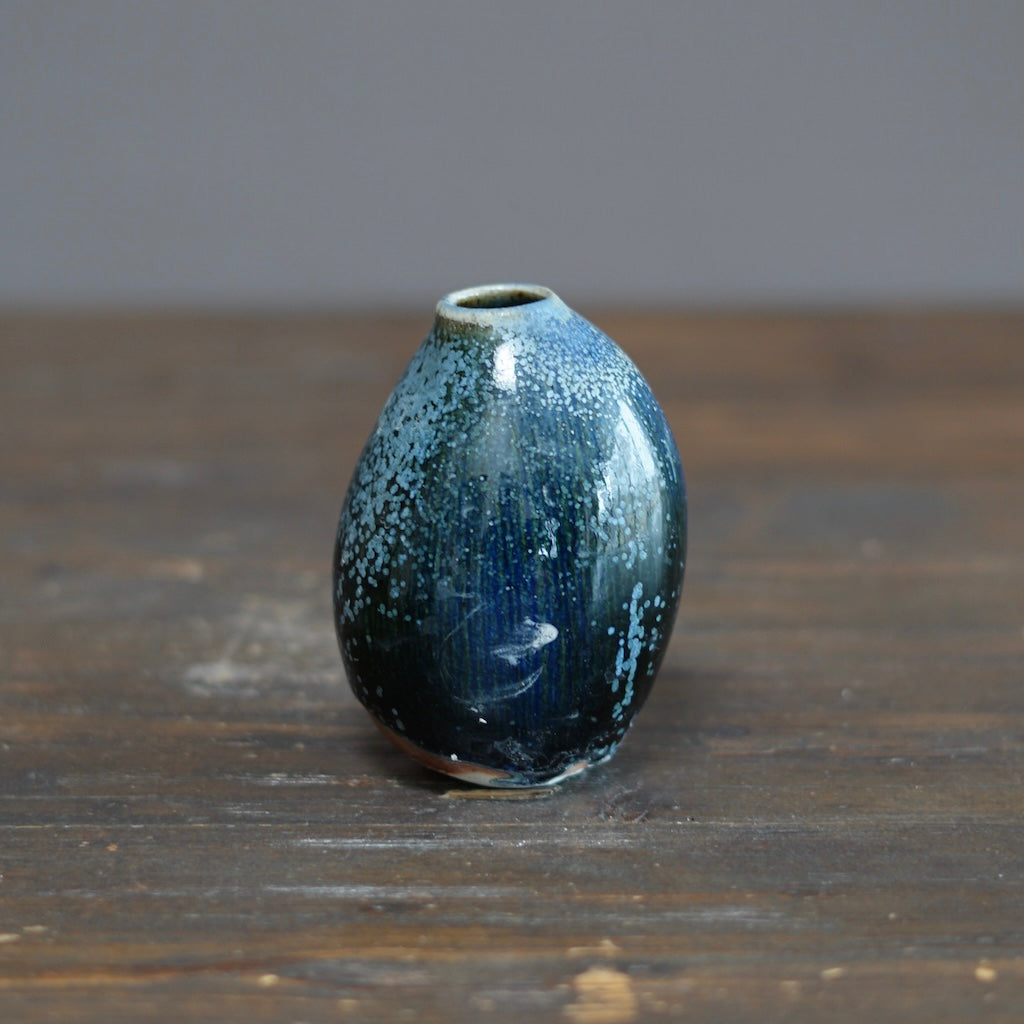 Blue TENMOKU Flower Vase #KY211A