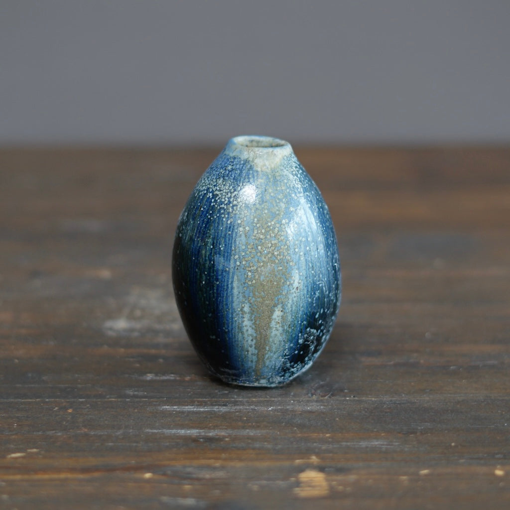 Blue TENMOKU Flower Vase #KY211A