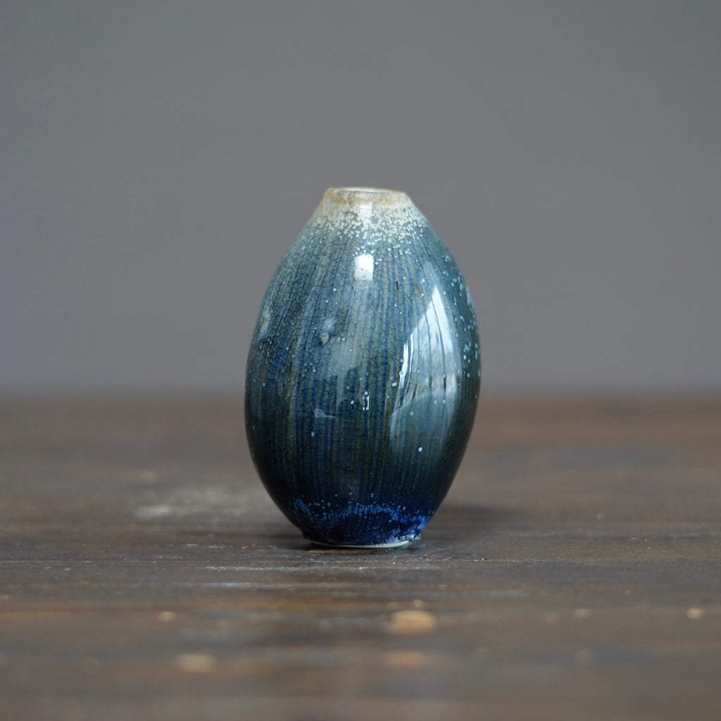 Blue TENMOKU Flower Vase #KY211B