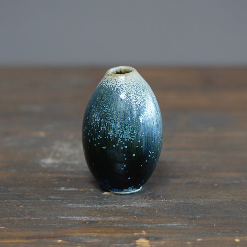 Blue TENMOKU Flower Vase #KY211B