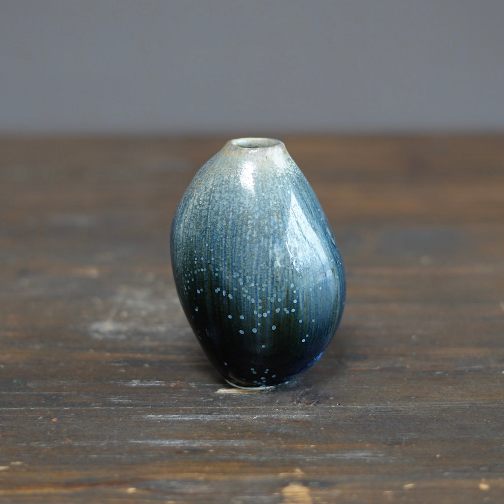 Blue TENMOKU Flower Vase #KY211B