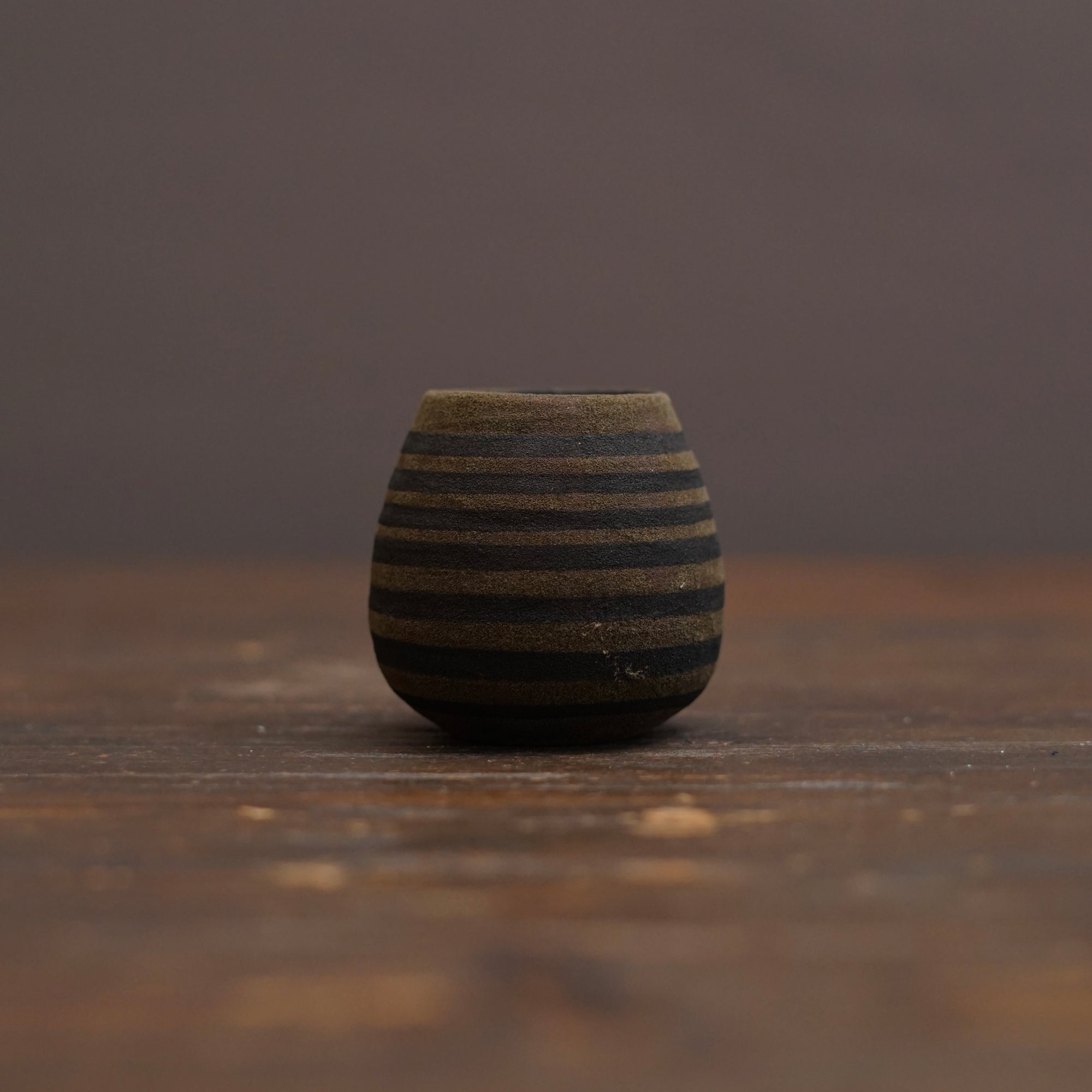 Olive Stripe / Orange Mini Dino Vase #JT446G