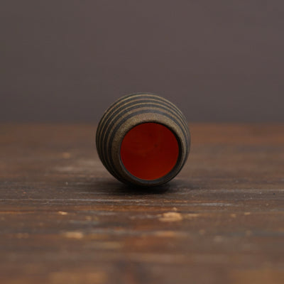 Olive Stripe / Orange Mini Dino Vase #JT446G