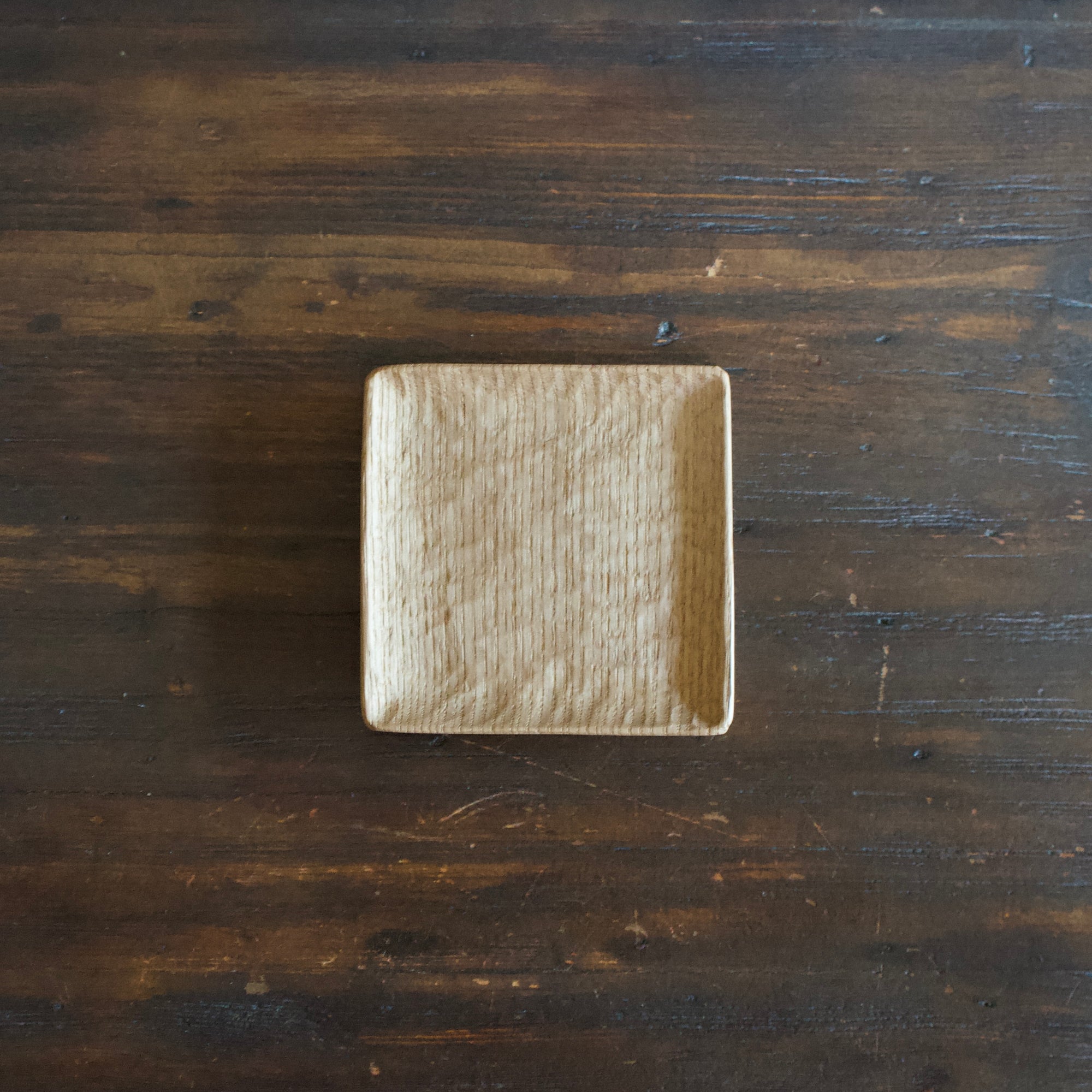 Small Hand Carved Square Plate #YT6E