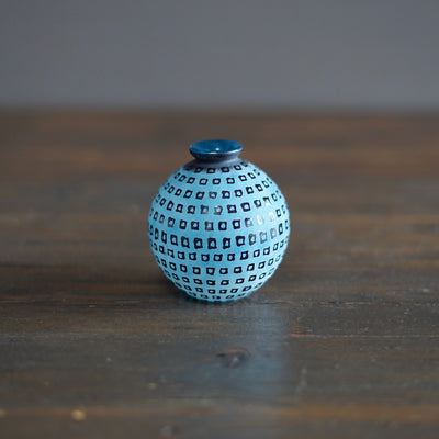 Frosted Blue Globe Bud Vase #YY3