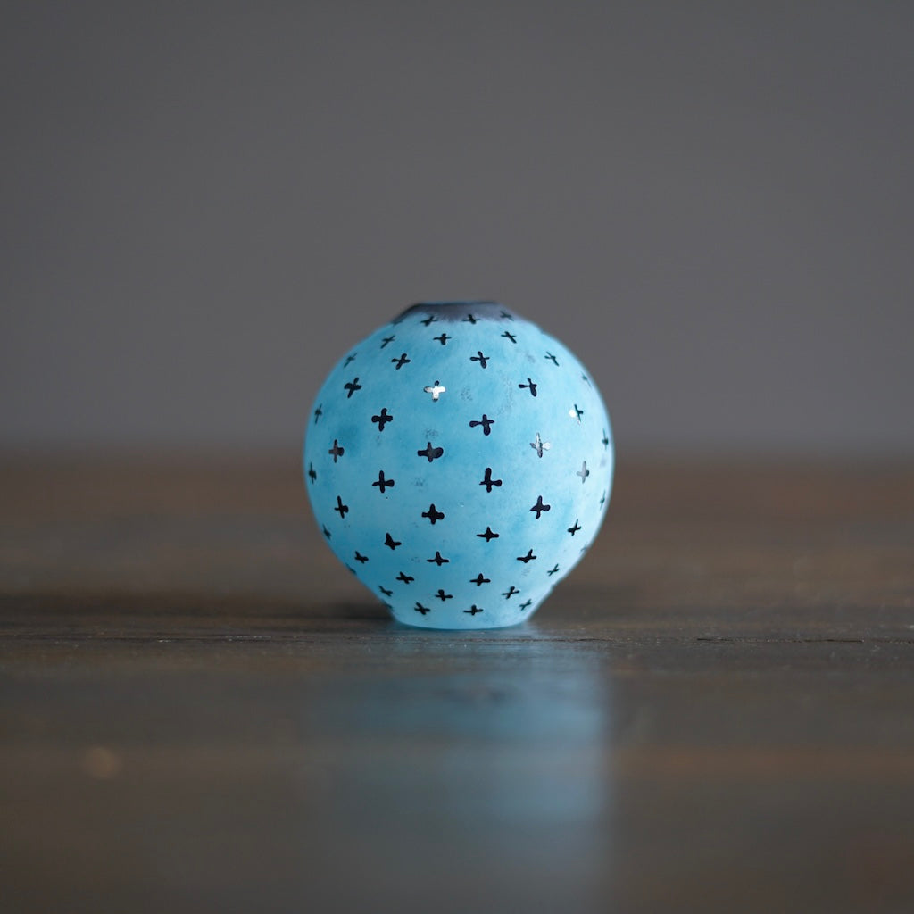 Frosted Blue Globe Bud Vase #YY19