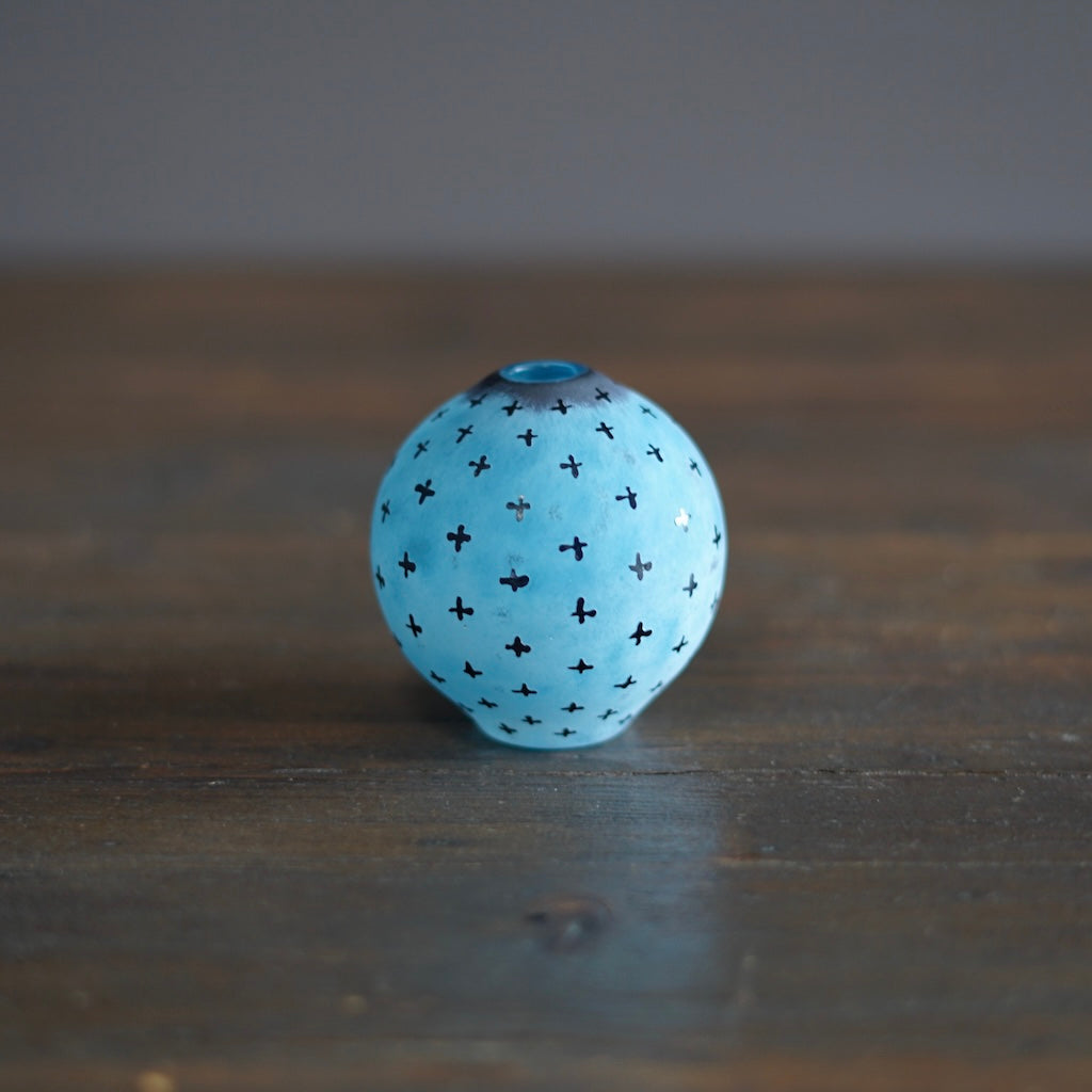 Frosted Blue Globe Bud Vase #YY19