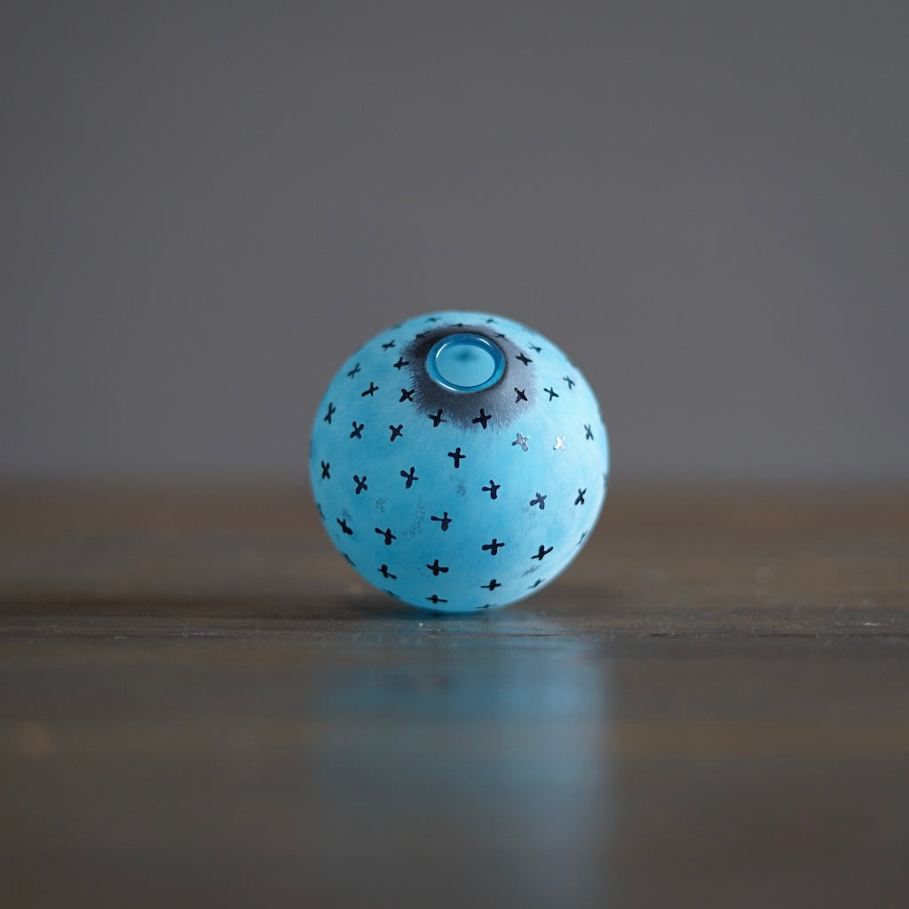 Frosted Blue Globe Bud Vase #YY19