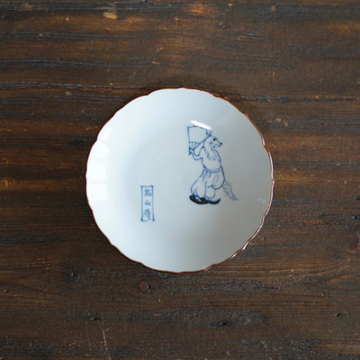 CHOJYU-GIGA Soy Plate "Fanning Fox" #Ki13H