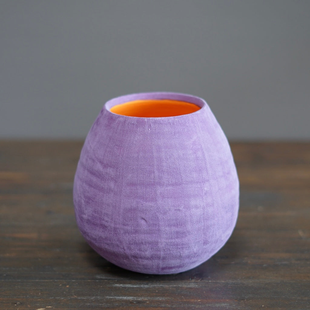 Lavender / Orange Dino Vase #JT413B