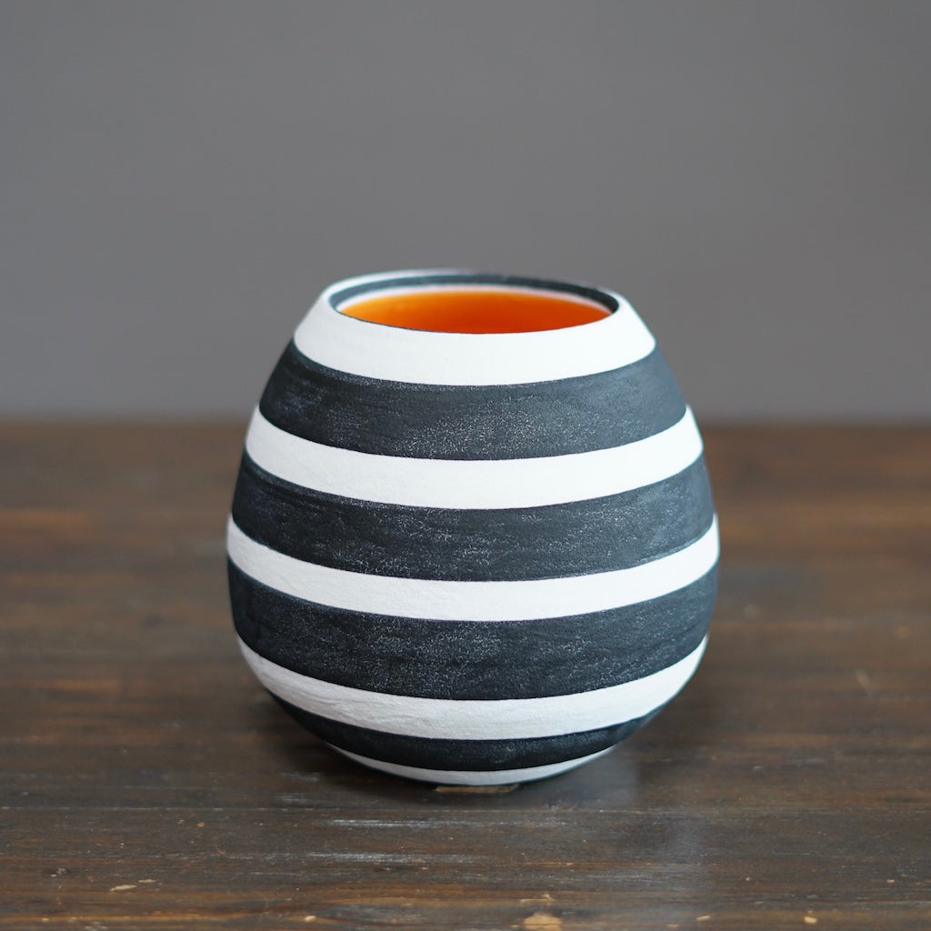 Striped / Orange Dino Vase #JT413C