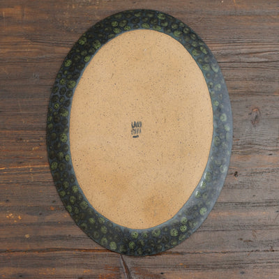 Green Dots Oval Plate #LK929C