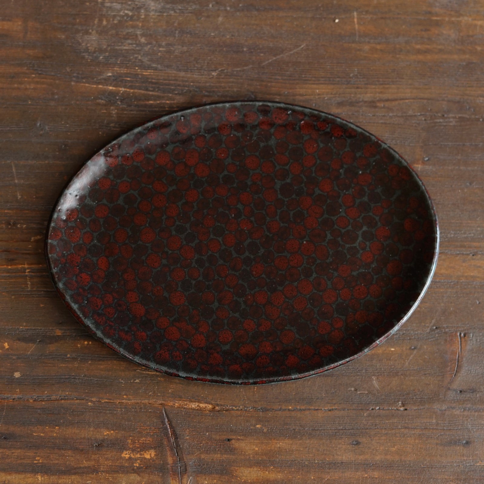 Red Dots Oval Plate #LK929E
