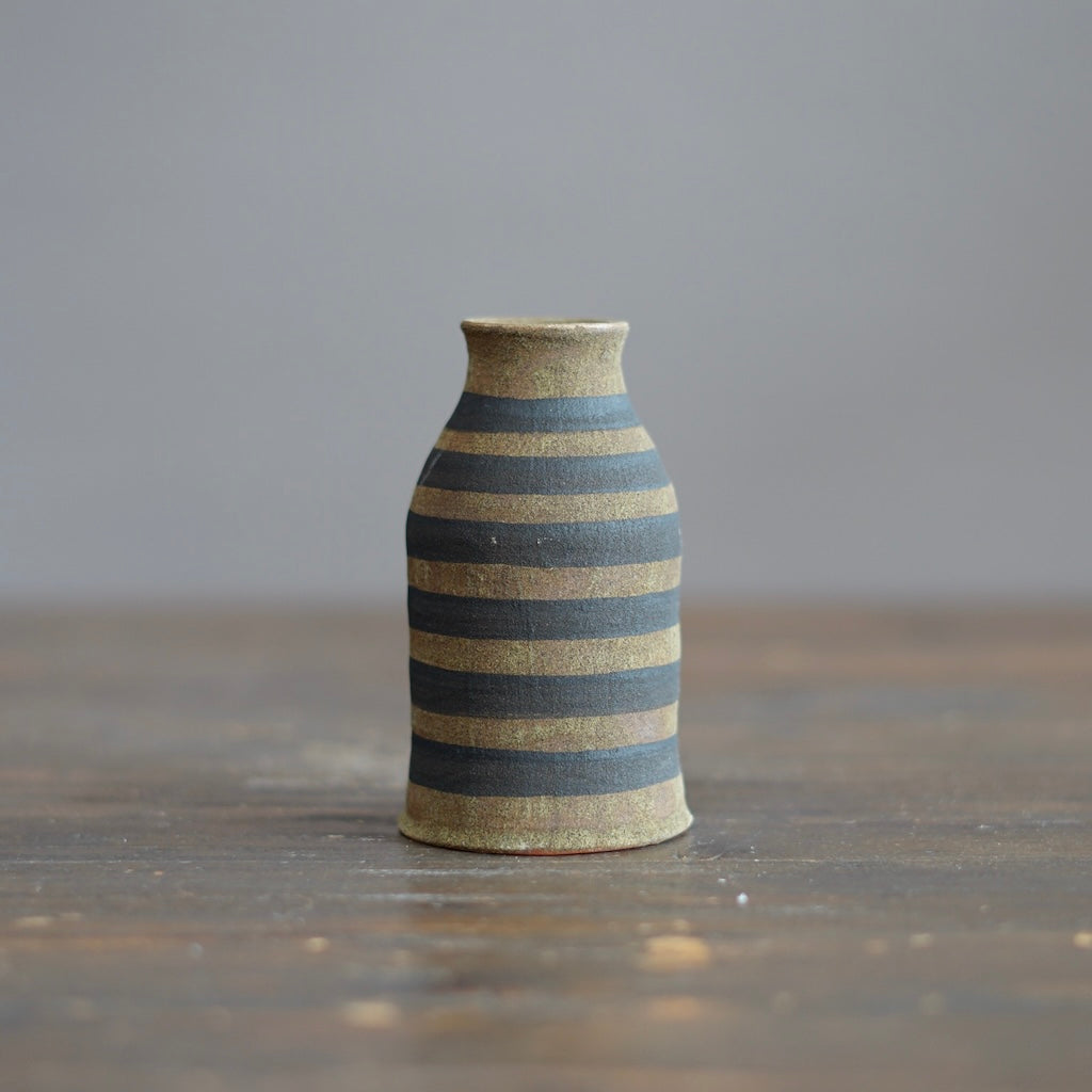Brown Stripes / Orange Mini Bottle Vase #JT416D