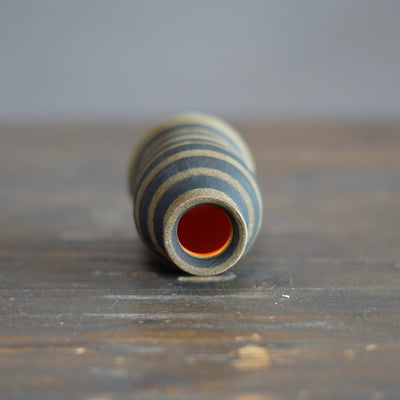 Brown Stripes / Orange Mini Bottle Vase #JT416D
