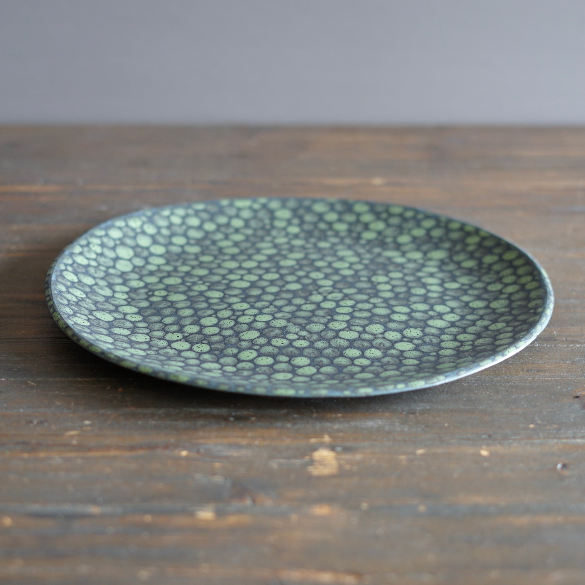 Green Dots Dinner Plate #LK874