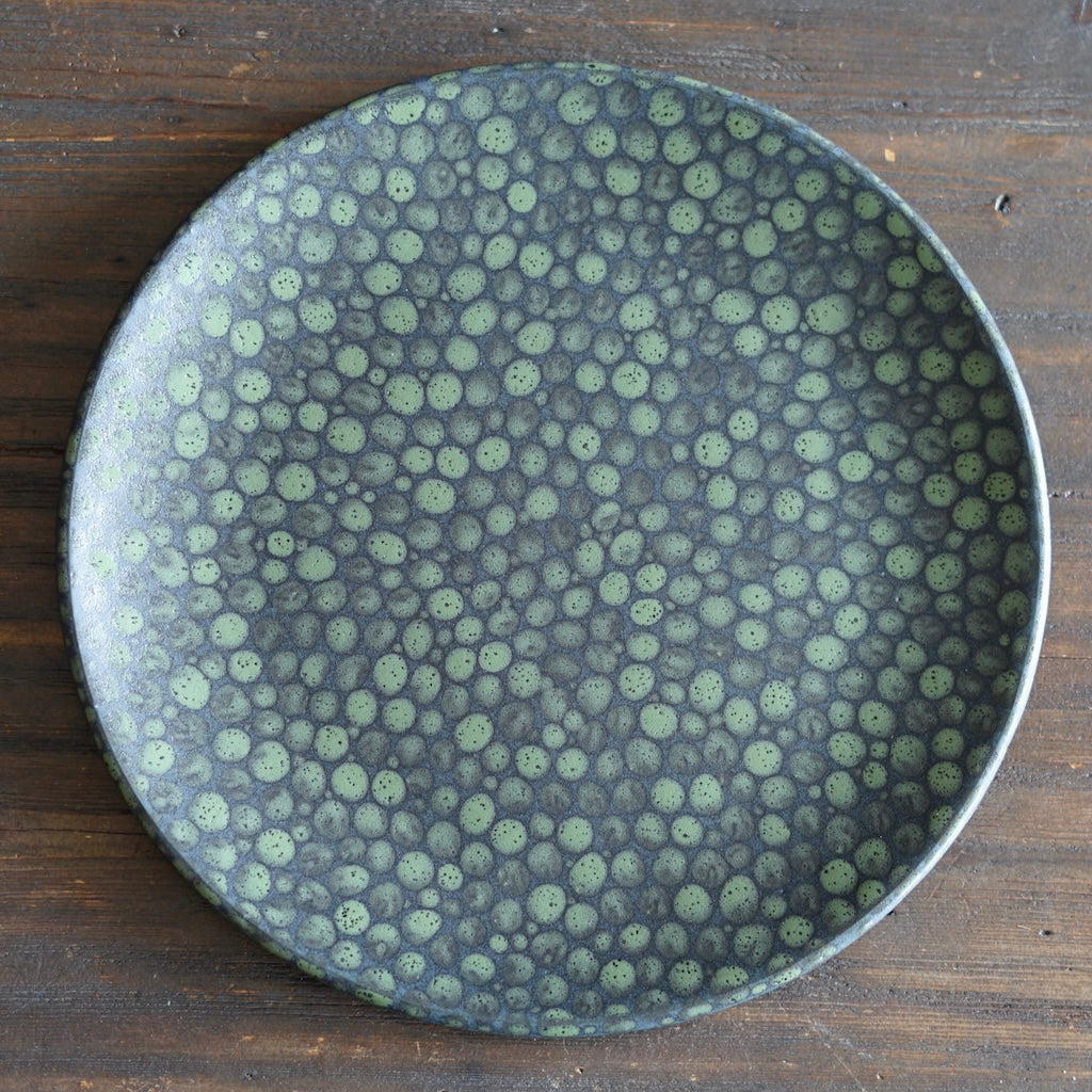 Green Dots Dinner Plate #LK874