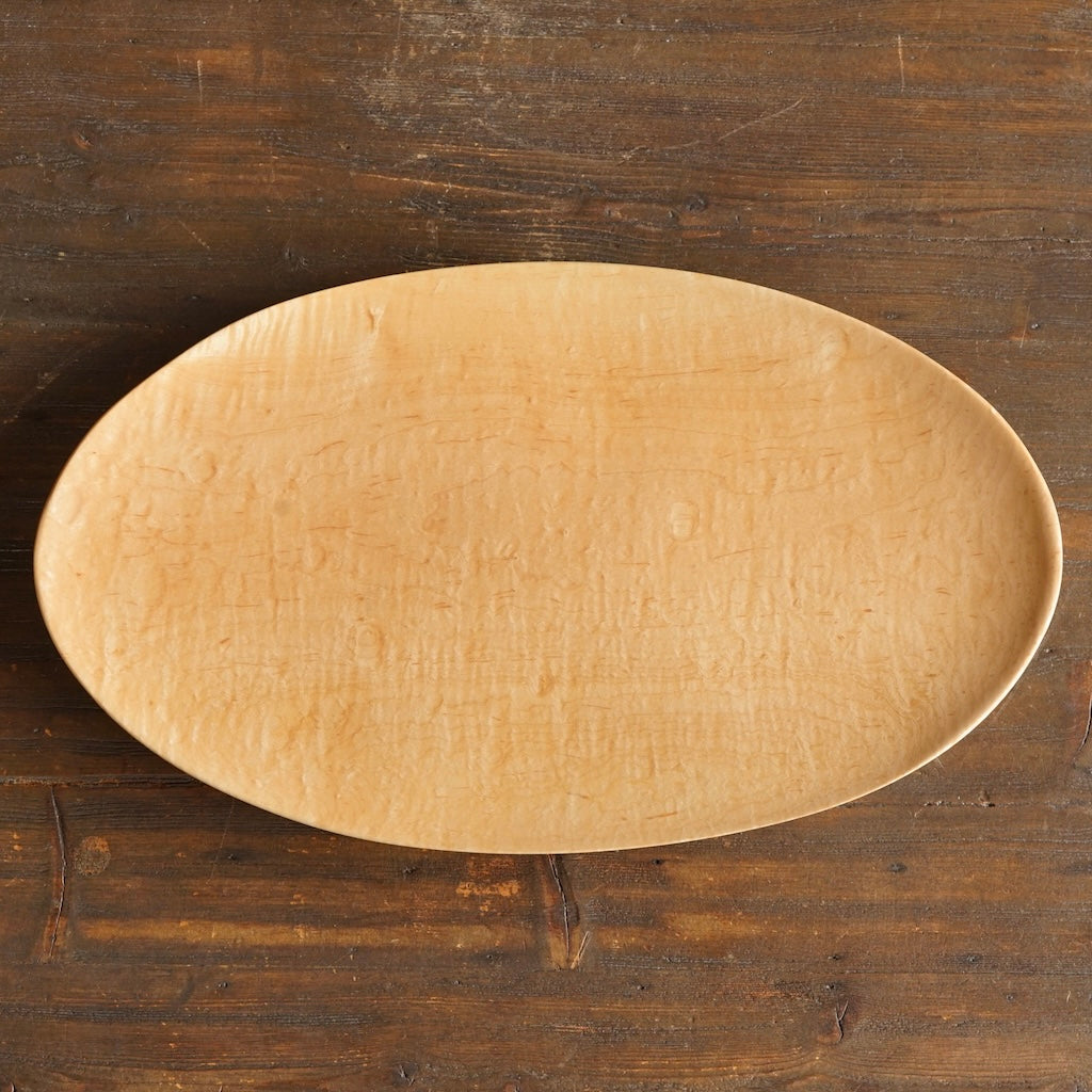 Hand Carved Oval Maple Plate #YT5