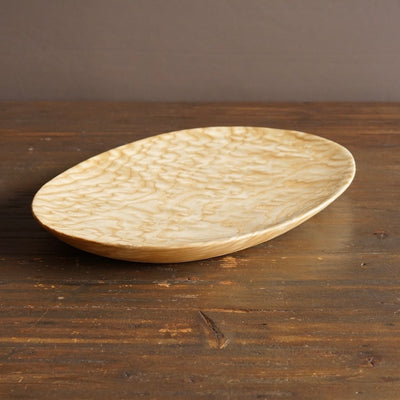 Hand Carved Oval Ash Wood Plate #YT2