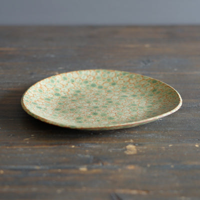 Green / Brown Dots Medium Plate #LK878C