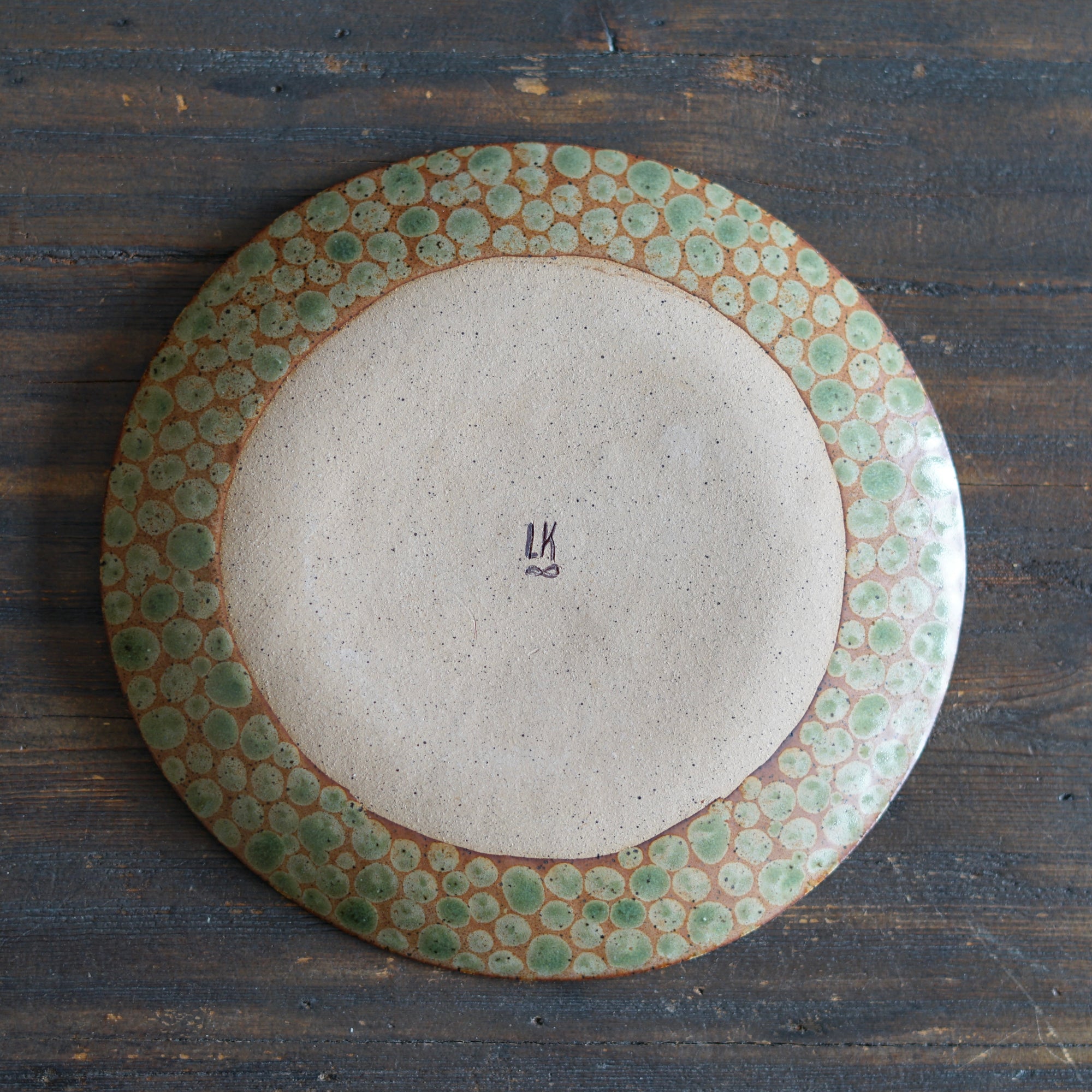 Green / Brown Dots Medium Plate #LK878C