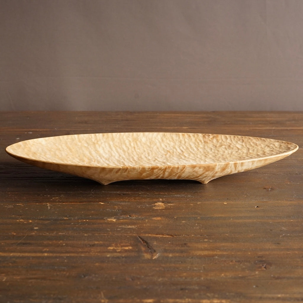Hand Carved Japanese Horse Chestnut Oval Plate #YT4
