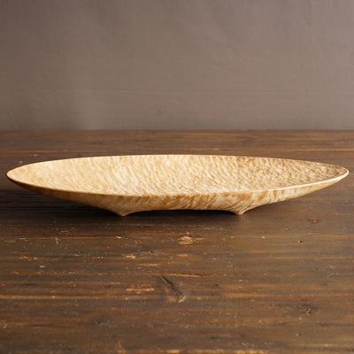 Hand Carved Japanese Horse Chestnut Oval Plate #YT4