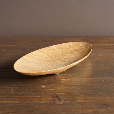 Hand Carved Japanese Horse Chestnut Oval Plate #YT4
