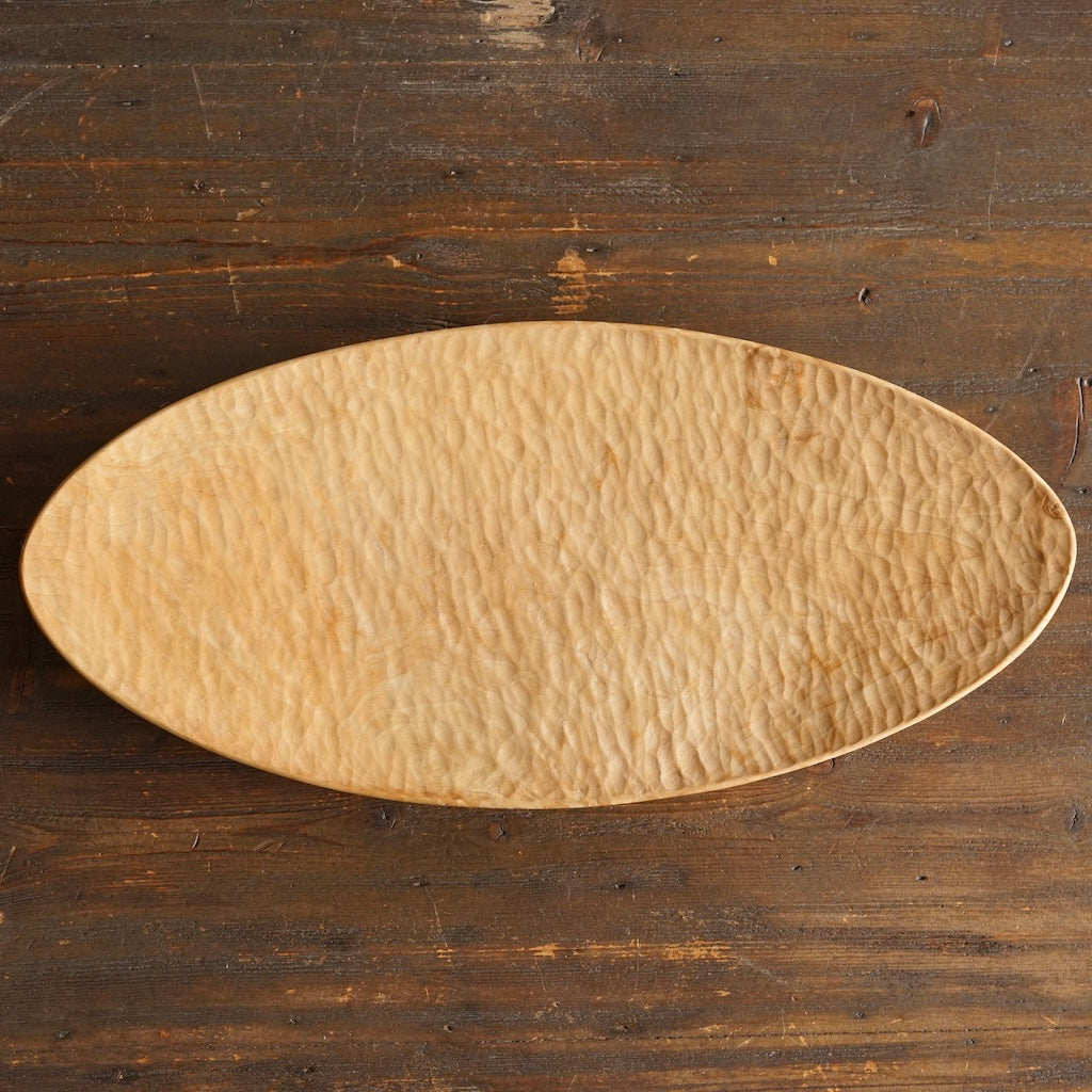 Hand Carved Japanese Horse Chestnut Oval Plate #YT4
