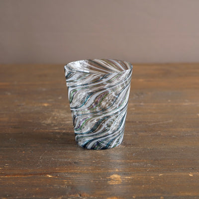 Aqua Swirl Lace Glass Tumbler #NS47