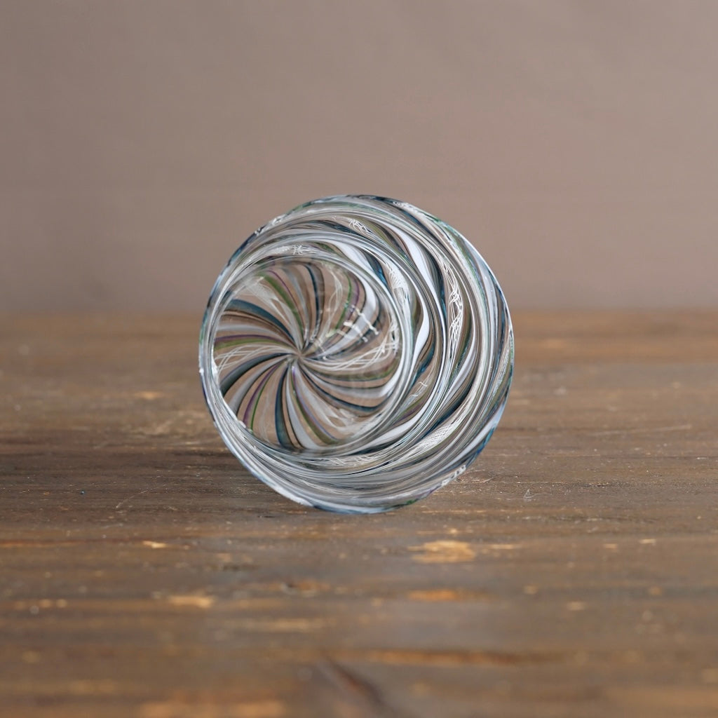 Aqua Swirl Lace Glass Tumbler #NS47