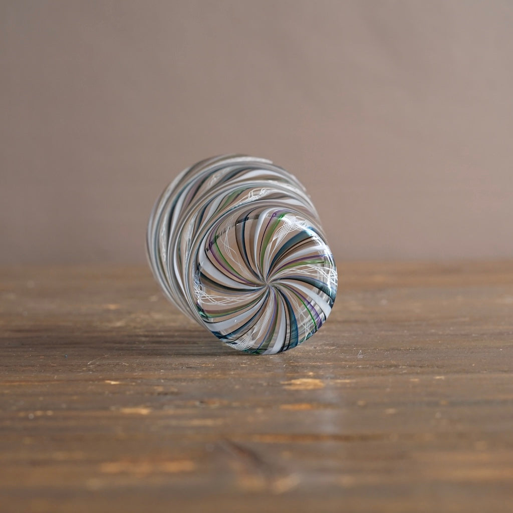 Aqua Swirl Lace Glass Tumbler #NS47
