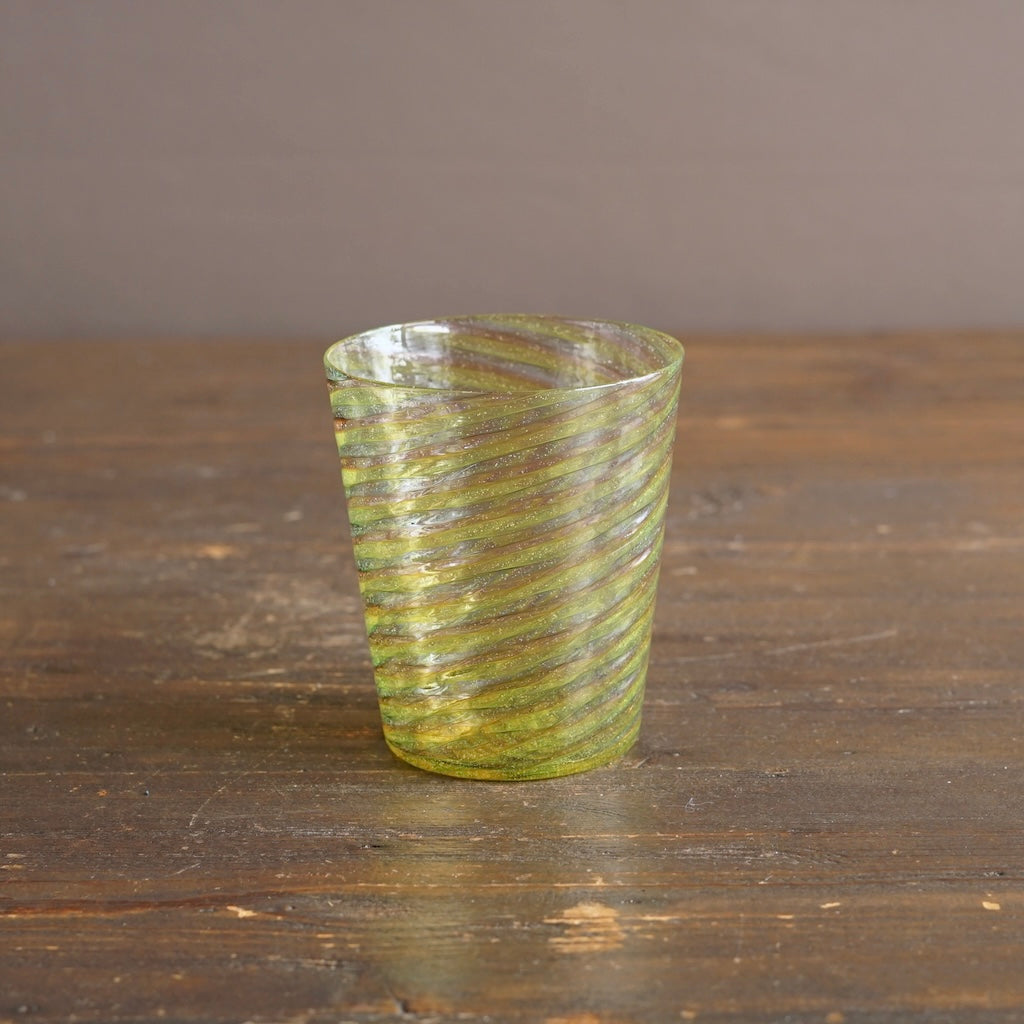 Yellow Twisted Lace Glass Tumbler #NS48