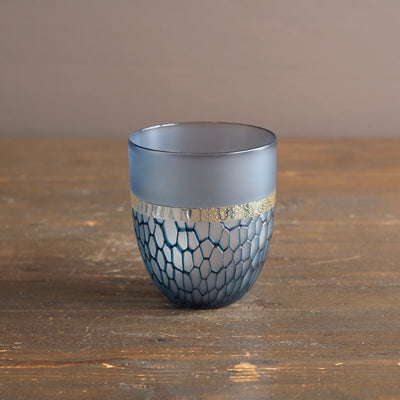 Multifaceted Blue Glass Tumbler #NS50