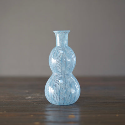 Blue Lace Glass Bottle Vase #U10B