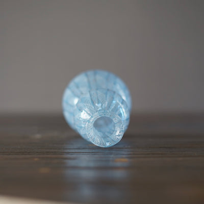Blue Lace Glass Bottle Vase #U10B