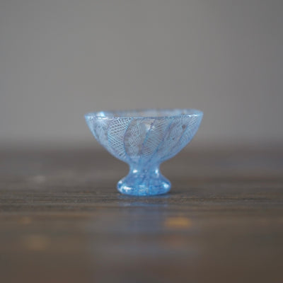 Blue Lace Glass GUINOMI Sake Cup #U9A