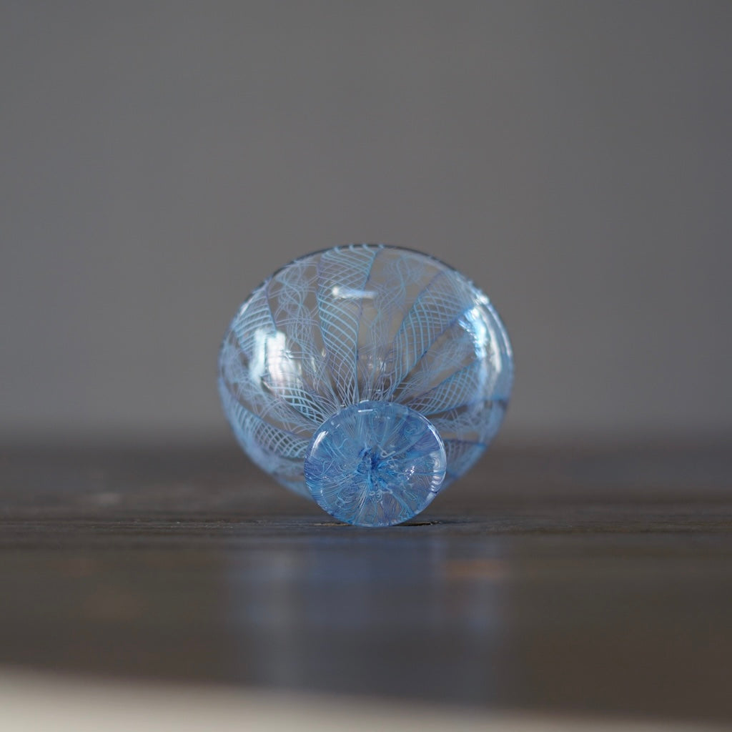 Blue Lace Glass GUINOMI Sake Cup #U9A